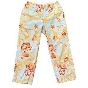 J. McLaughlin preppy shell nautical ocean blue cropped pants 2